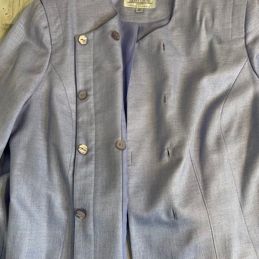 Larry Levine Women's Vintage Lavender Textured Blazer Belted Jacket Size 20W - Picture 10 of 10